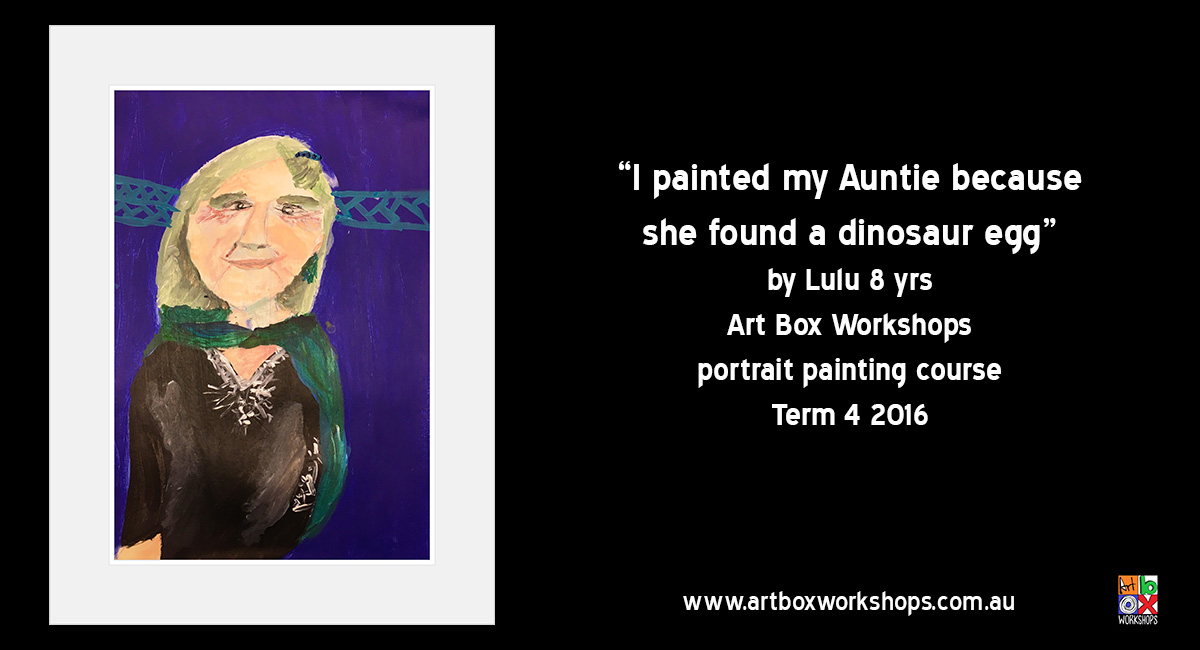 Portrait painted by Lulu 8 years old at Art Box Workshops