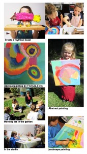 children painting in a studio, children s artworks