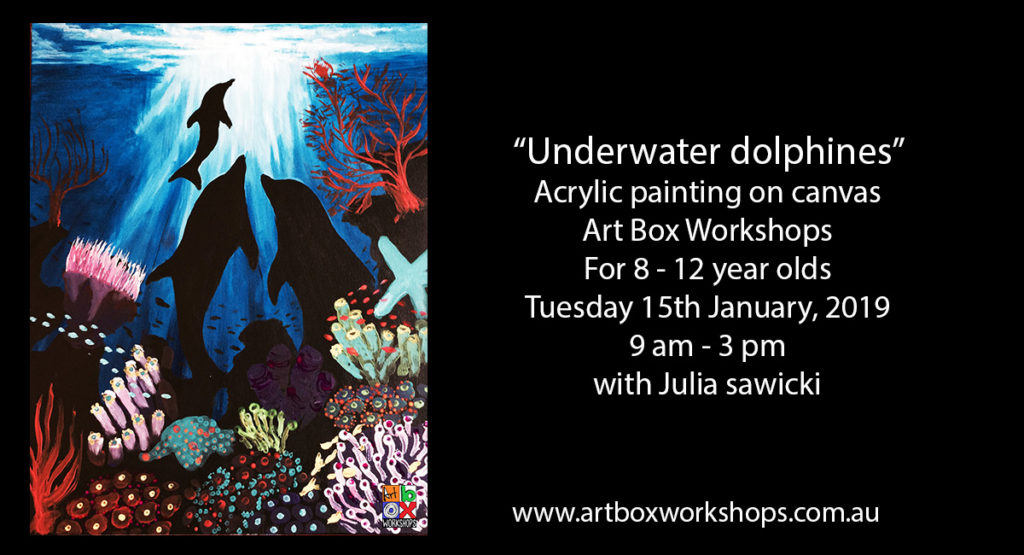 Painting of dolphins at Art Box Workshops 