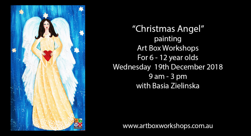Painting of a christmas angel from Art Box Workshops 