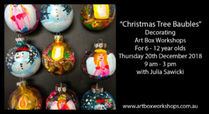 Christmas Baubles decorated at Art box Workshops
