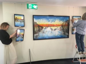 Art box Workshops students artworks being installed at North Sydney council