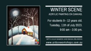 winter scene painted at Art Box Workshops
