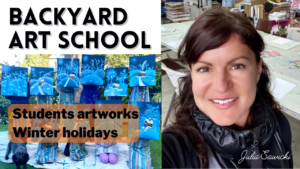 Artworks created at our winter school holiday workshops