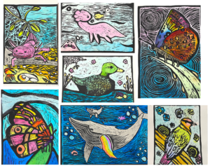 Lino Prints created at Art Box Workshops