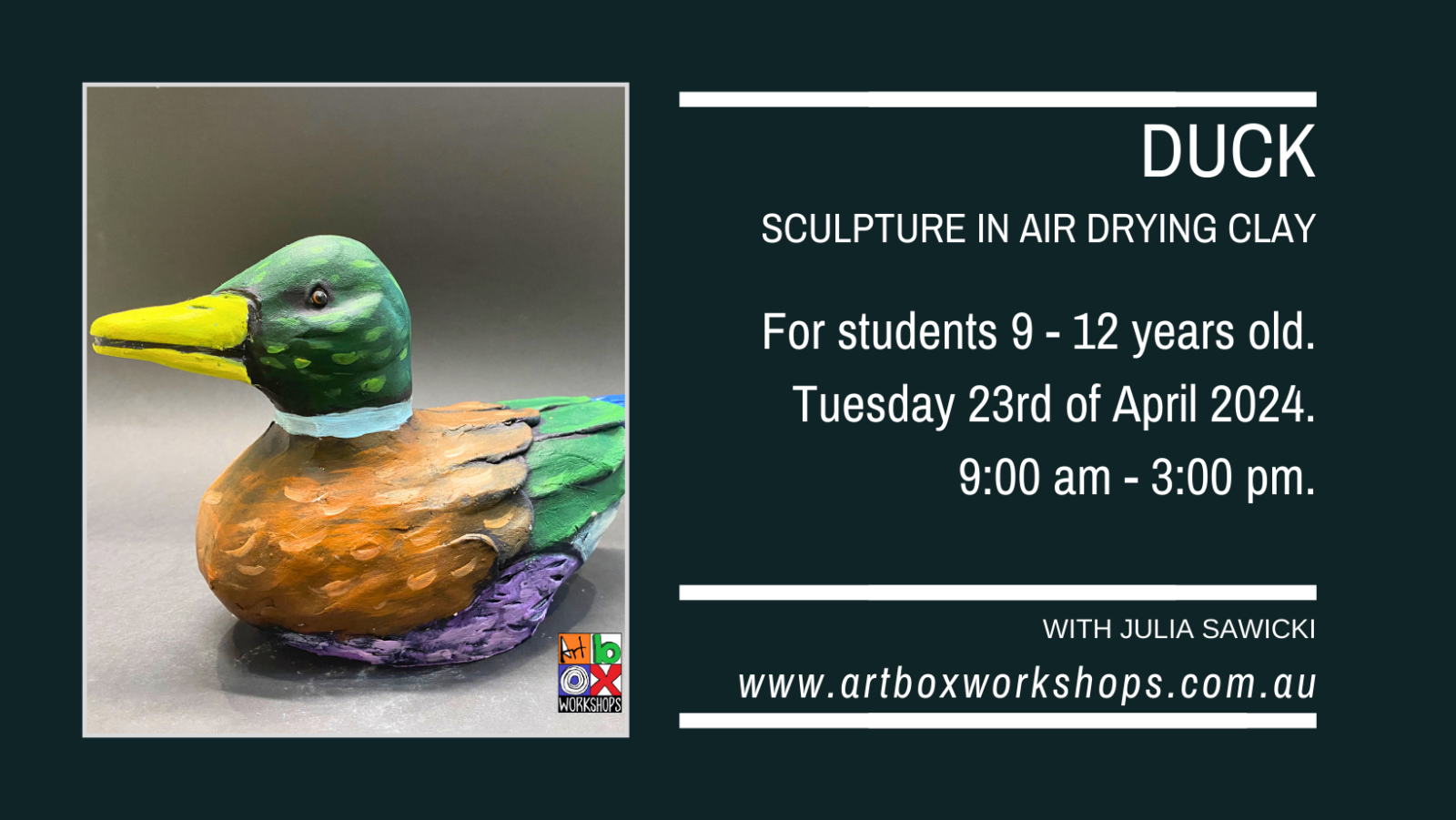 Duck sculpture at Art Box Workshops