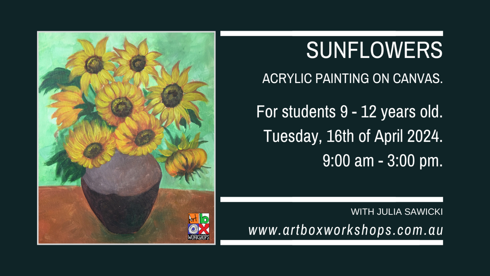 Sunflower painting at Art Box Workshops