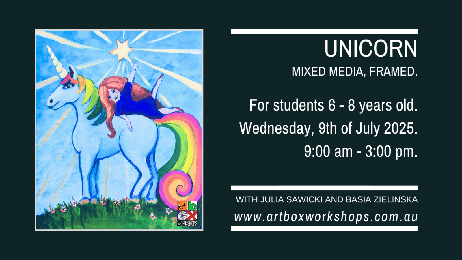 Unicorn painting at Art Box Workshops