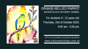 watercolour of an Orange bellied parrot