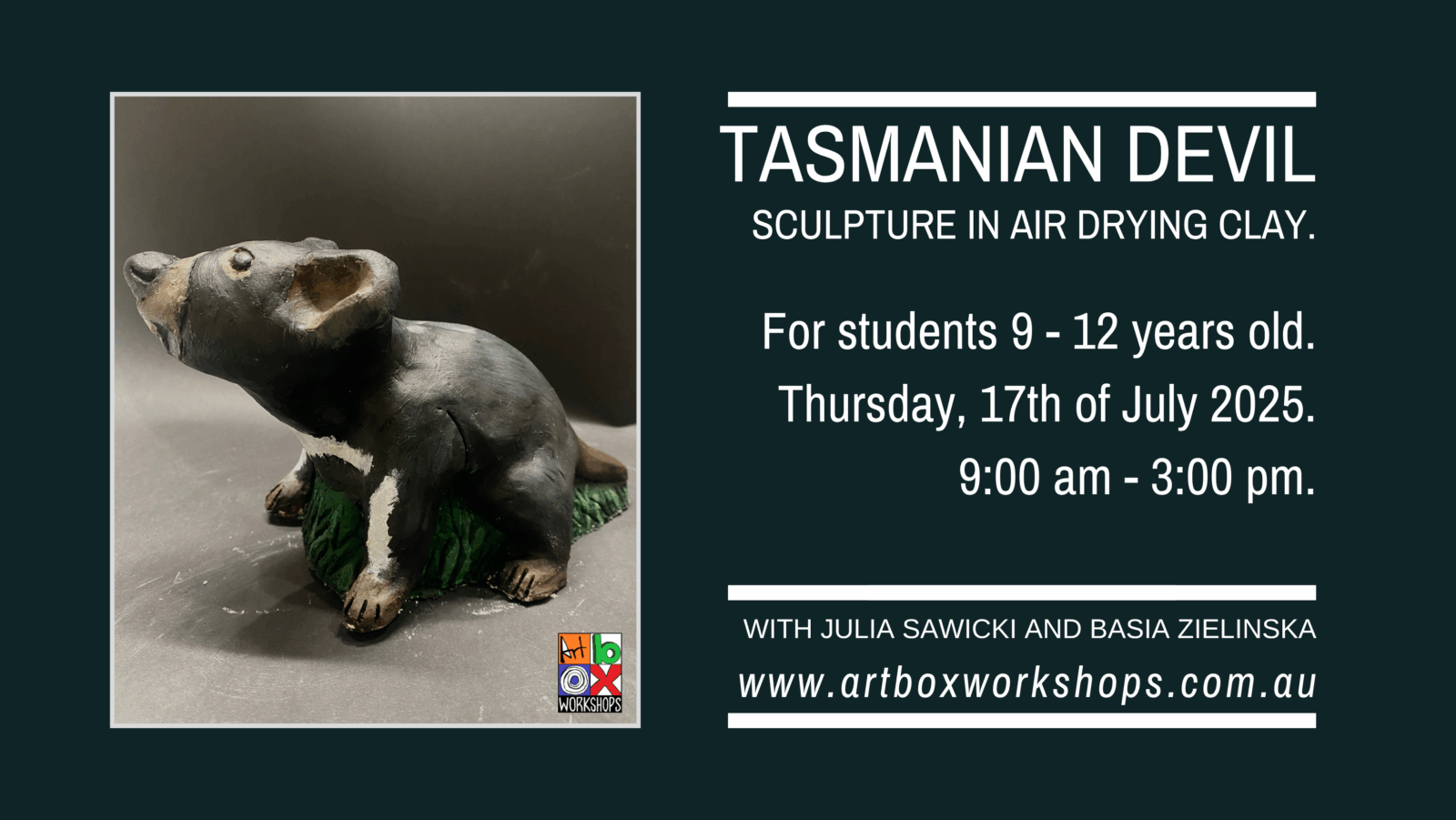Sculpture of Tasmanian Devil created at Art Box Workshops