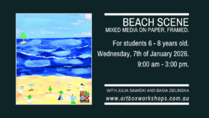 Beach scene painting at Art Box Workshops