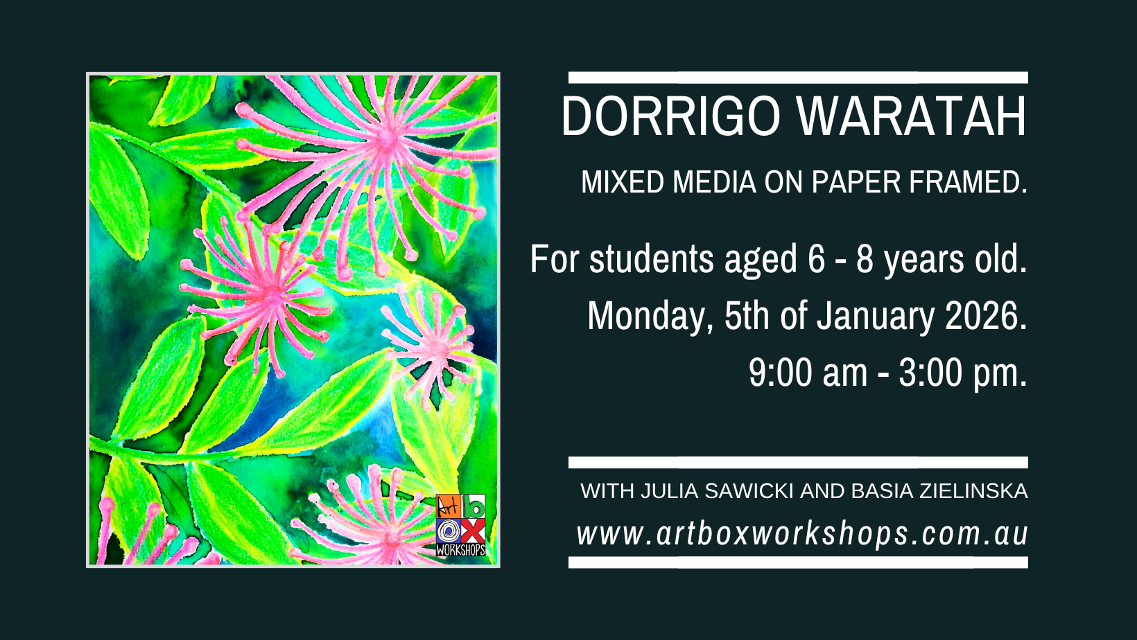 Dorrigo Waratah painting at Art Box Workshops