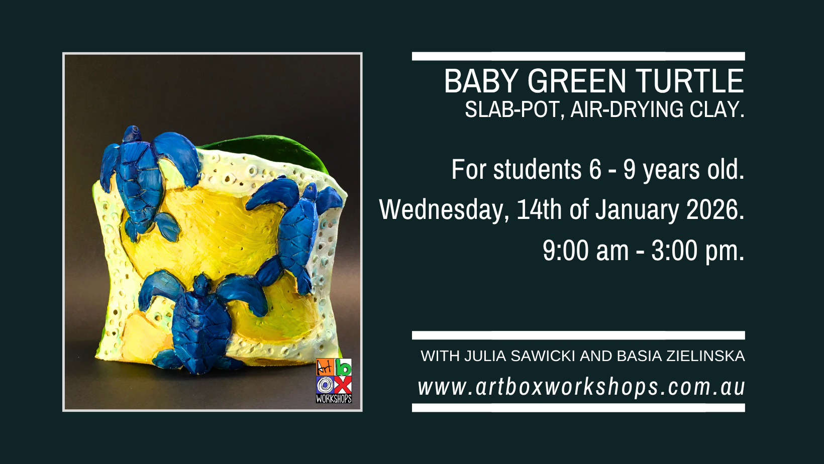 green turtle slab pot at Art Box Workshops