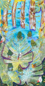 Hanging swamp artwork by Art Box Workshops student