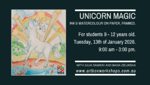Unicorn Illustration created at Art Box Workshops