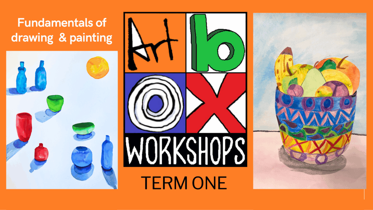 Term one art class paintings at Art Box Workshops