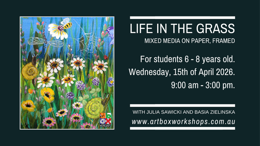 insect life in the grass painting at Art box Workshops