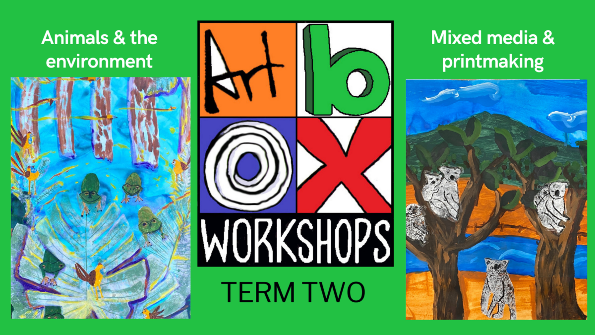 Mixed Media artworks created at Art Box Workshops term two classes, Neutral Bay.